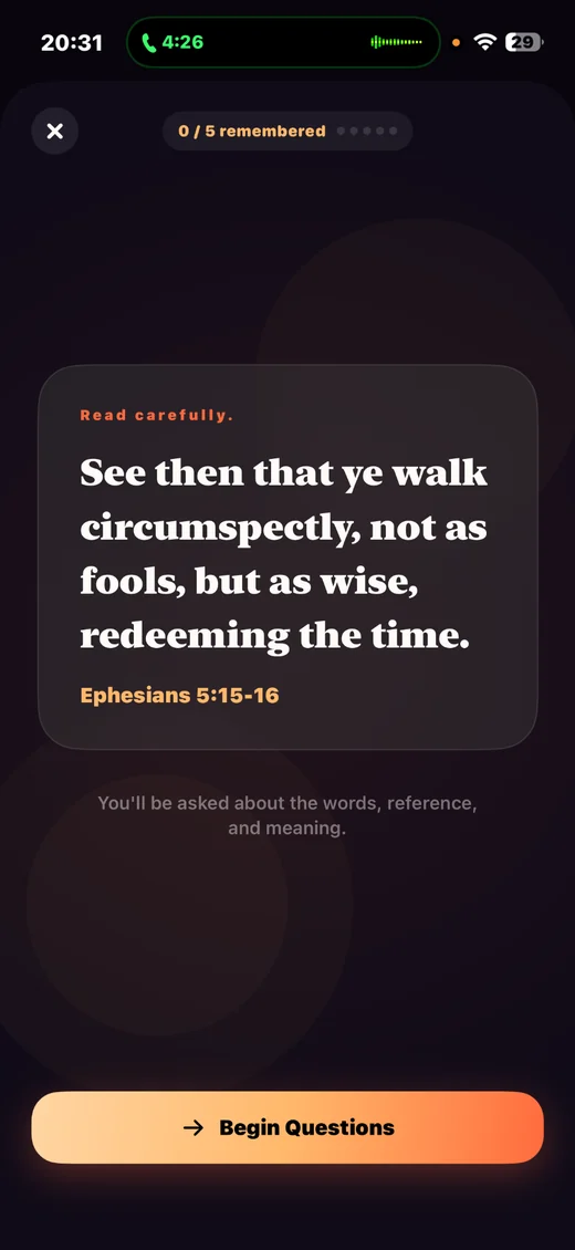 Scripture reading screen