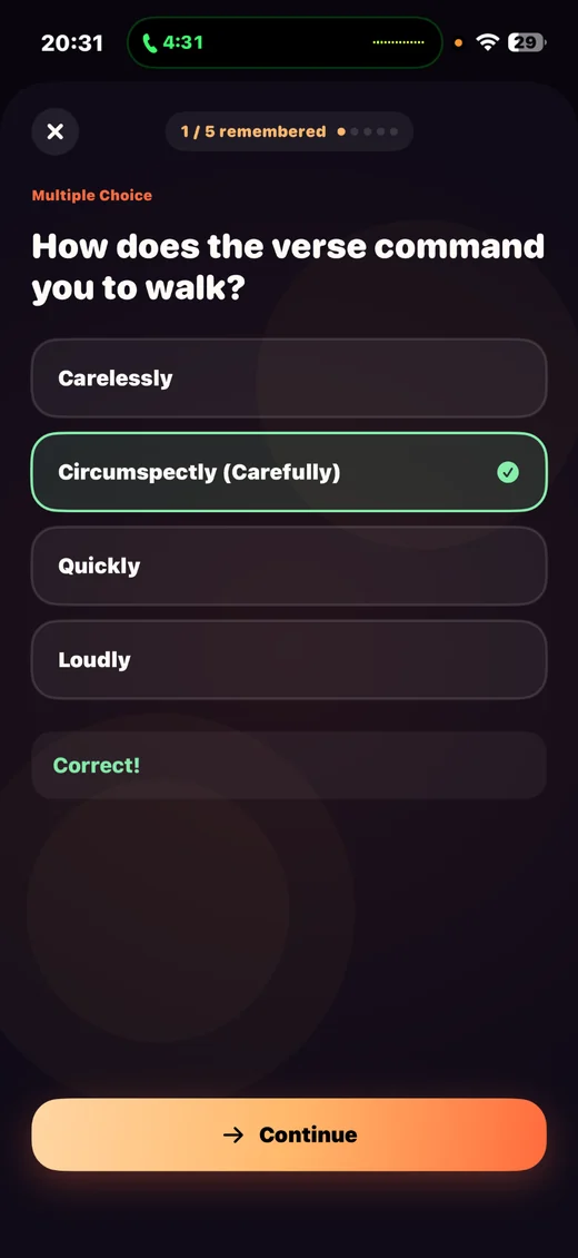 BeforeUScroll Scripture question screen